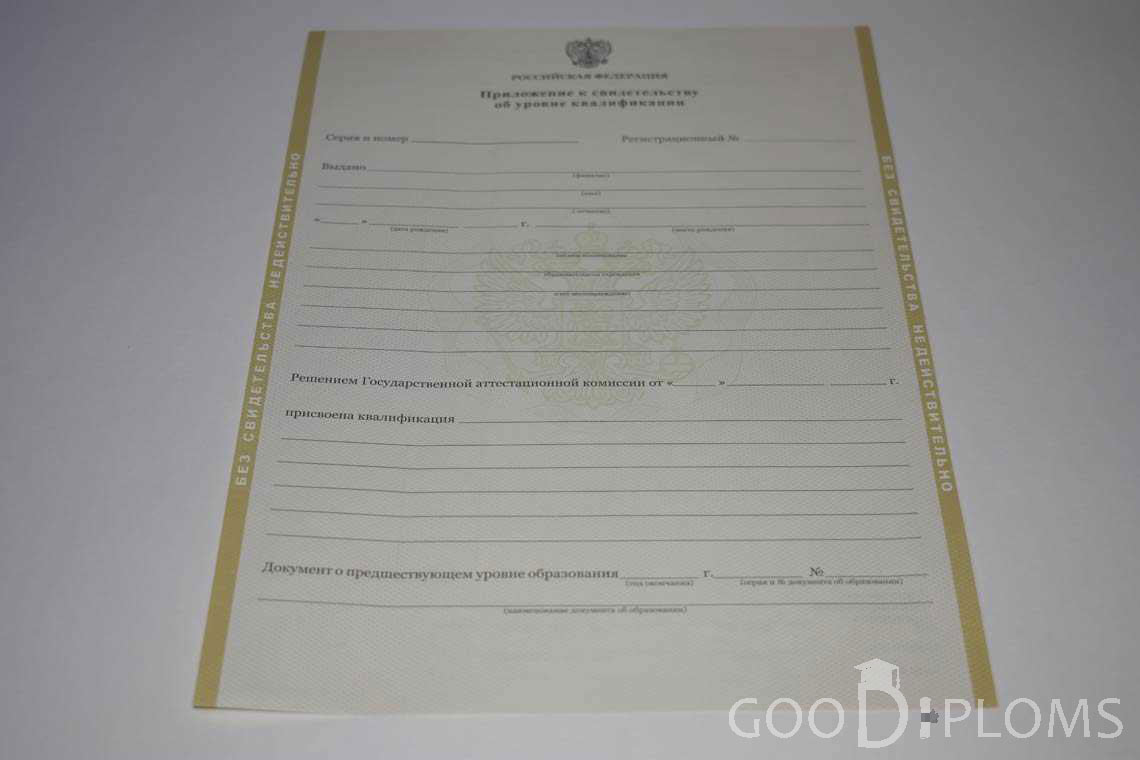 Приложение к Свидетельству об Уровне Квалификации период выдачи 2011-2020 -  Львов