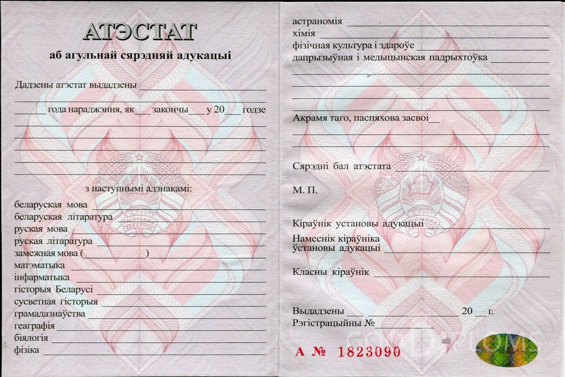 Белорусский аттестат за 11 класс - Львов